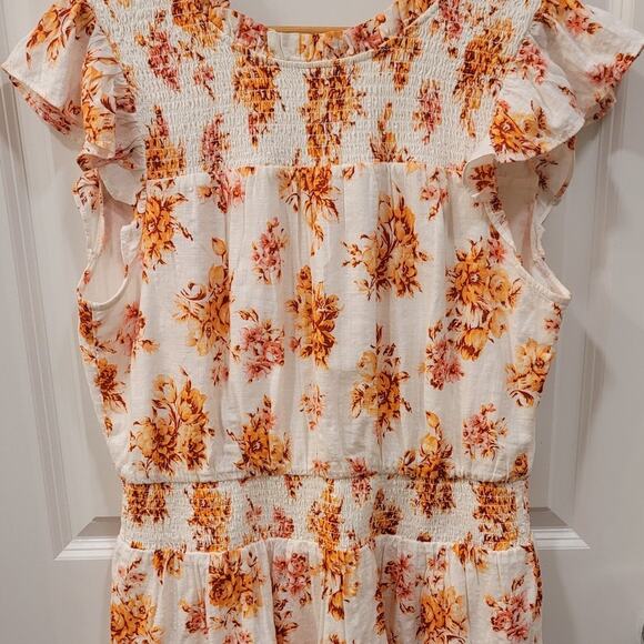 Loft Floral Smocked Ruffle Flare Dress - Picture 4 of 7